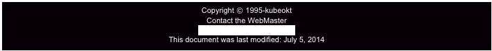 Copyright © 1995-kubeokt
Contact the WebMaster
francis.pache@kubeokt.com
This document was last modified: 2020
